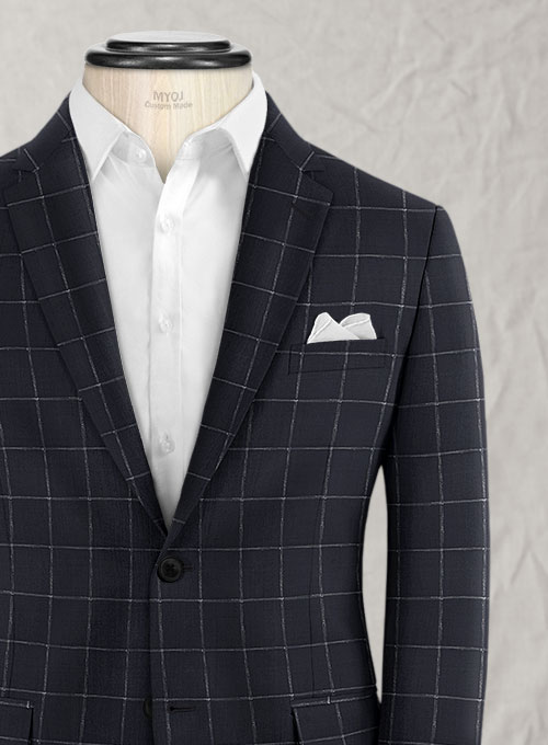 Graf Blue Checks Wool Jacket