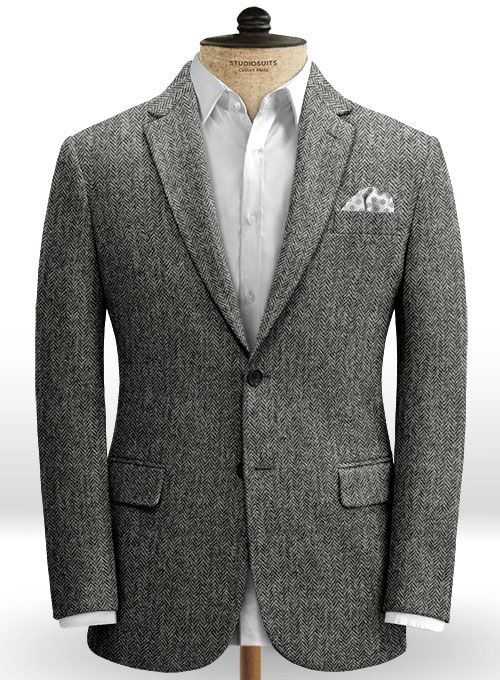 Harris Tweed Gray Herringbone Jacket : Made To Measure Custom Jeans For ...