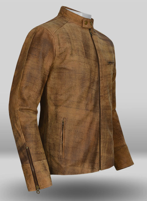 Abstract Brown Leather Cycle Jacket #3