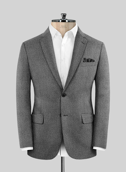 Herringbone Gray Flannel Wool Jacket Made To Measure Custom Jeans For