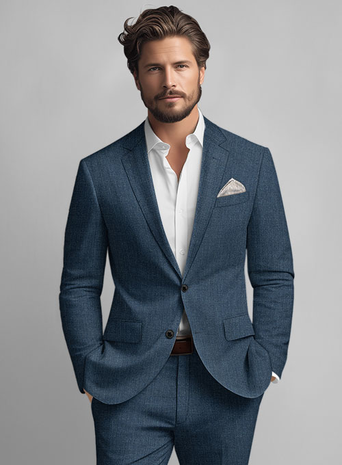 Indigo Blue Pure Linen Jacket
