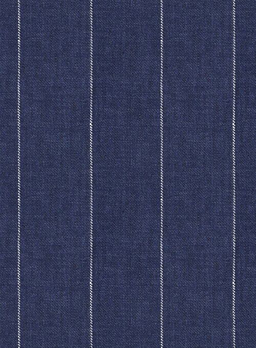 Italian Linen Big Stripe Indigo Blue Jacket