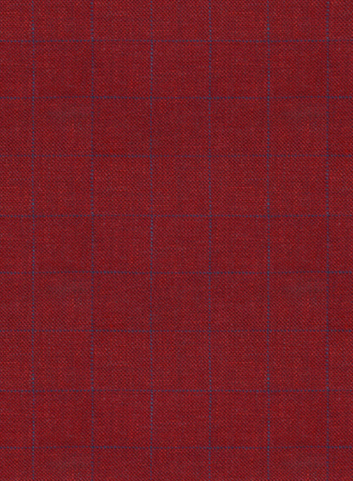 Italian Linen Cherry Red Checks Jacket