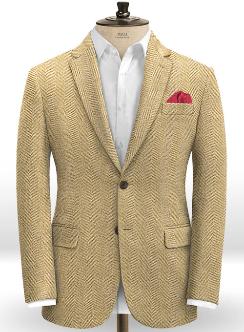 Italian Wide Herringbone Beige Tweed Jacket : Made To Measure Custom ...
