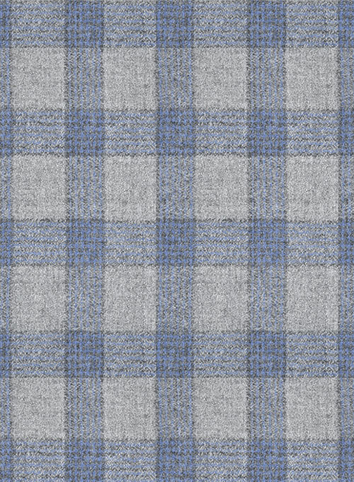 Italian Wool Cashmere Gray Blue Checks Jacket