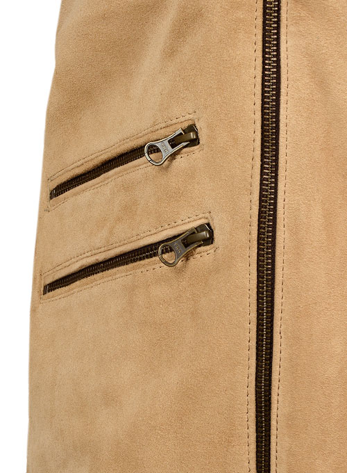 Latte Beige Suede Leather Jacket # 647 - Click Image to Close