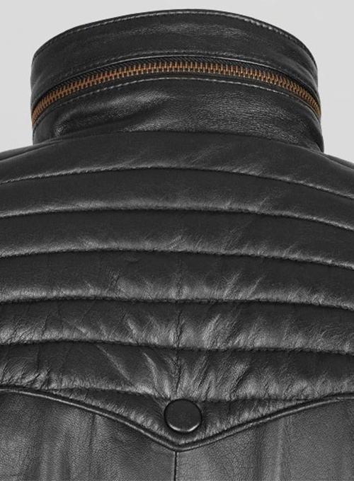 Thick Black Leather Jacket # 641
