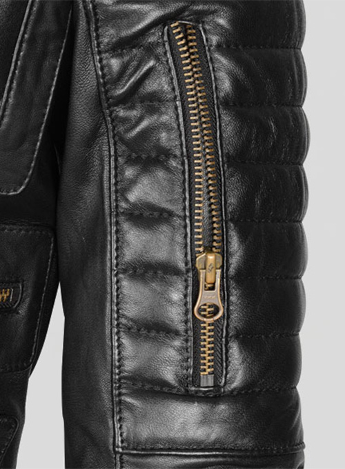 Thick Black Leather Jacket # 641