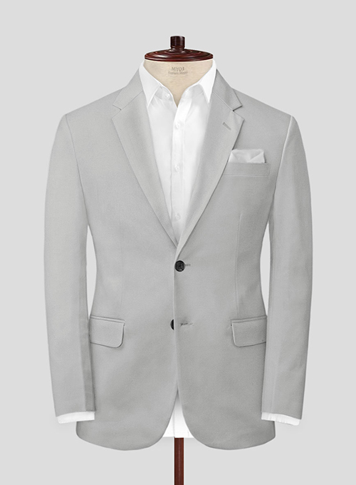 Light Gray Feather Cotton Canvas Stretch Jacket