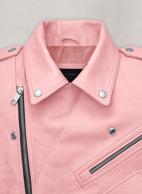 Light Pink Jessica Alba Leather Jacket