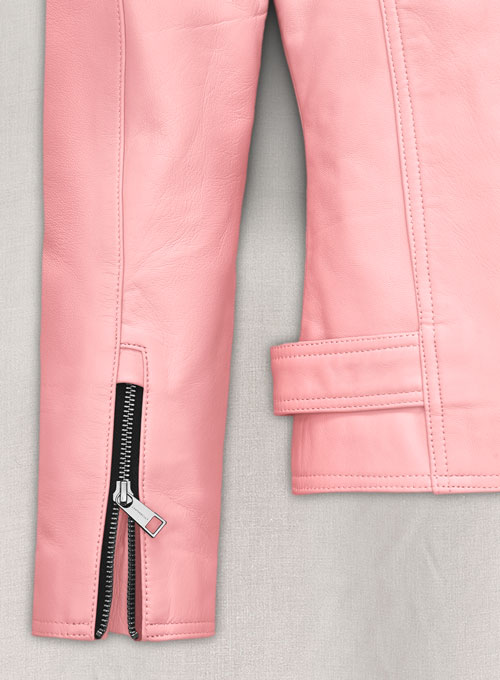 Light Pink Jessica Alba Leather Jacket