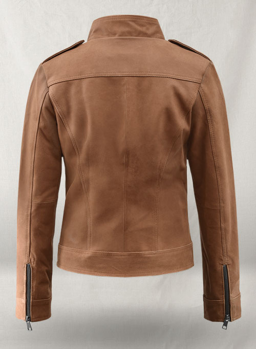 Light Vintage Tan Hide Jennifer Morrison Leather Jacket #2