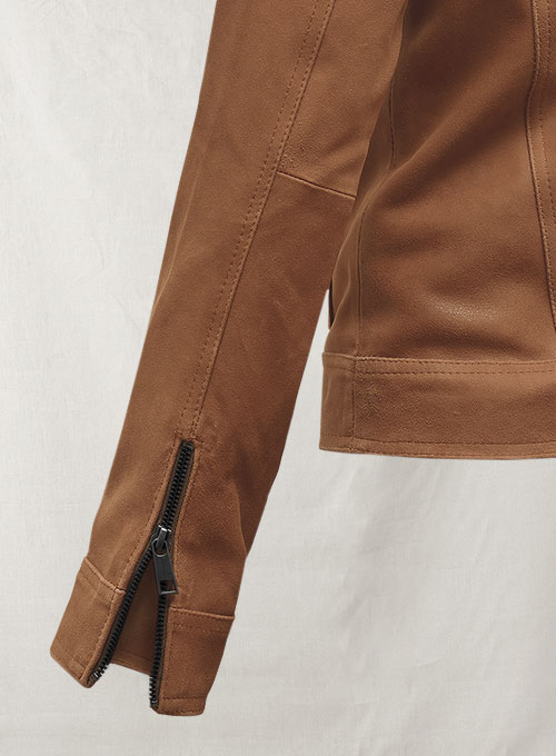 Light Vintage Tan Hide Jennifer Morrison Leather Jacket #2