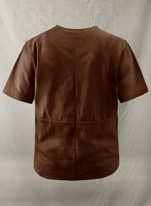 Light Weight Unlined Brown Leather T-shirt