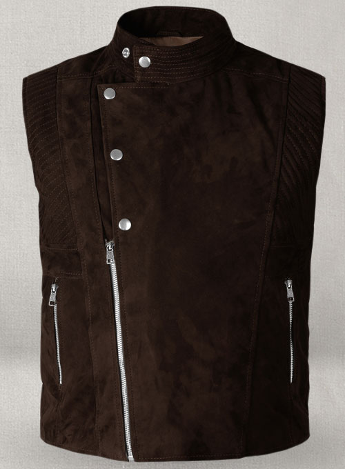 Soft Dark Brown Suede Leather Vest # 354