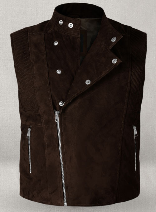Soft Dark Brown Suede Leather Vest # 354