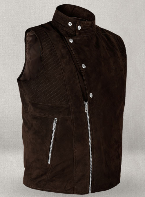 Soft Dark Brown Suede Leather Vest # 354