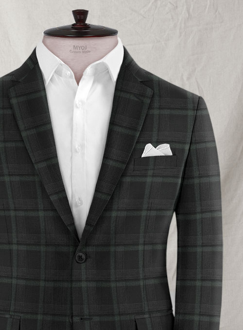 Reda Black Green Checks Wool Jacket