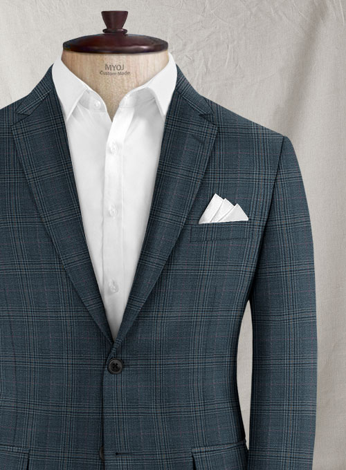 Reda Isle Blue Checks Wool Jacket
