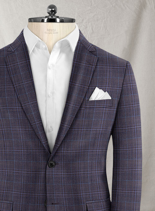 Reda Purple Checks Wool Jacket