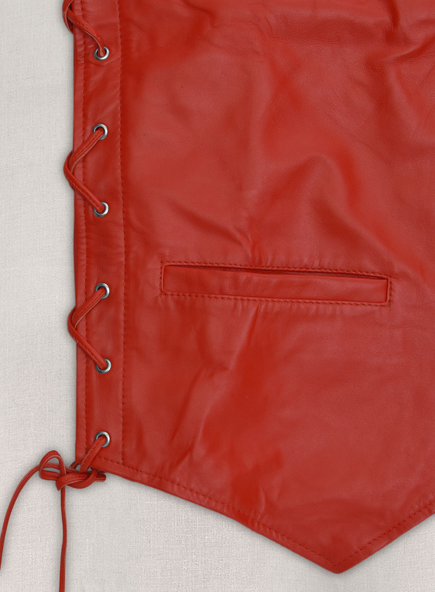 Red Leather Vest # 307