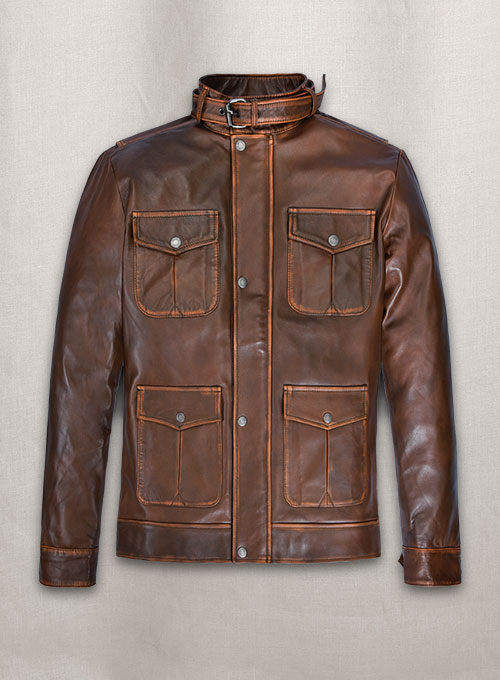 Rubbed Tan Rafael Nadal Leather Jacket