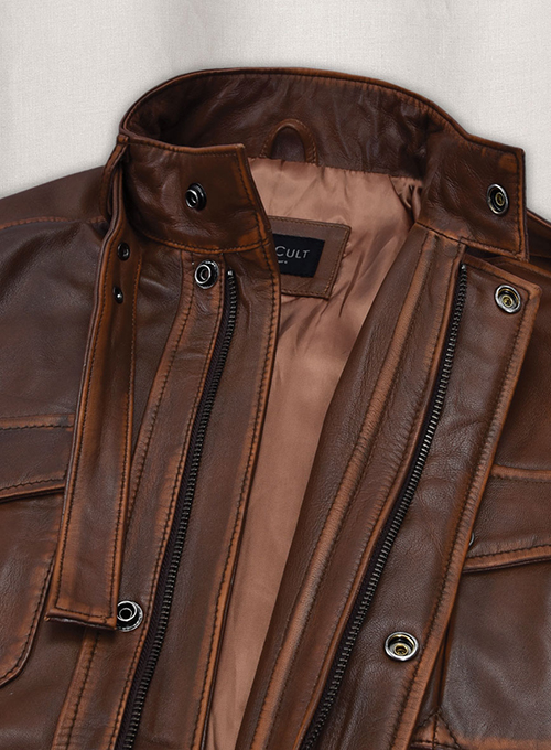 Rubbed Tan Rafael Nadal Leather Jacket