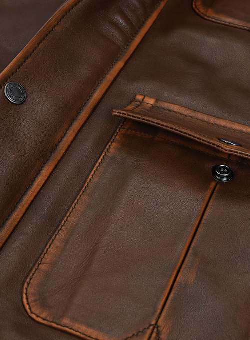 Rubbed Tan Rafael Nadal Leather Jacket