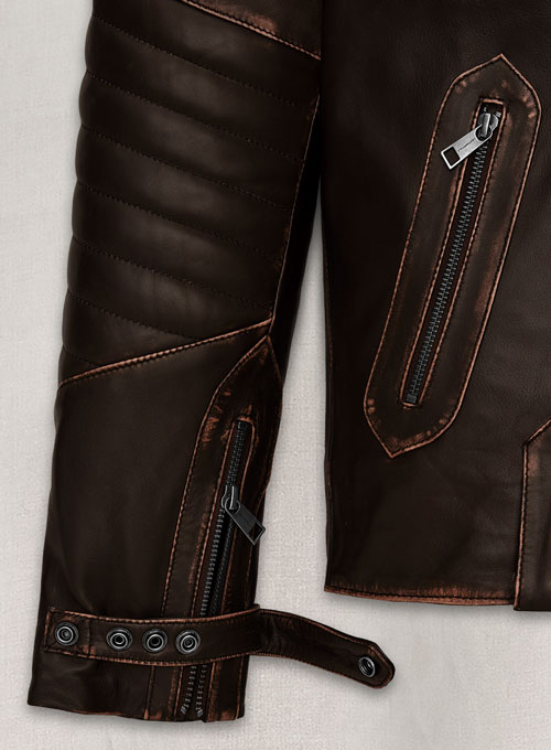 Rubbed Brown David Leather Jacket