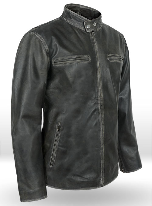 Rubbed Charcoal Mark Wahlberg Daddys Home Leather Jacket