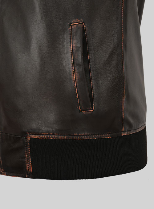 Rubbed Dark Brown Lionel Messi Leather Jacket #1