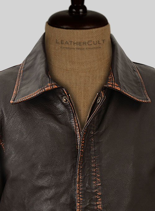 Rubbed Dark Brown Washed Indiana Jones Leather Jacket