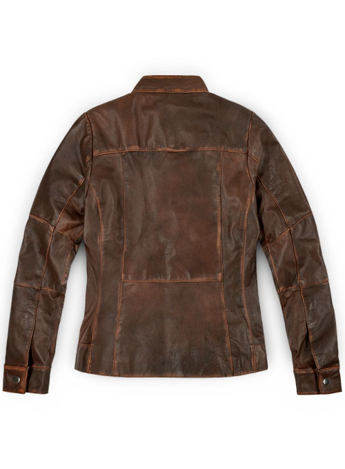 Rubbed Tan Washed Leather Jacket # 536