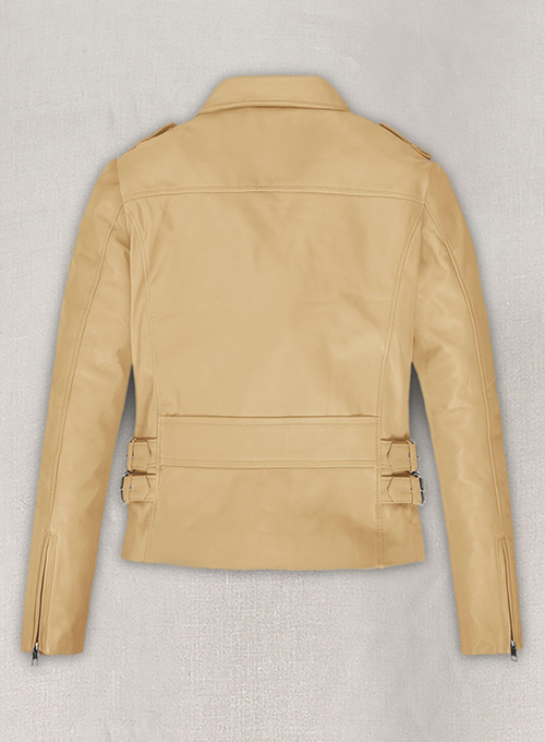 Soft Beige Hilary Duff Leather Jacket #2