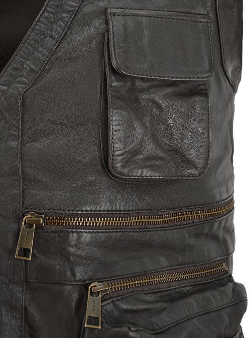 Soft Louis Brown Washed & Wax Chris Pratt Jurassic World Vest - Click Image to Close