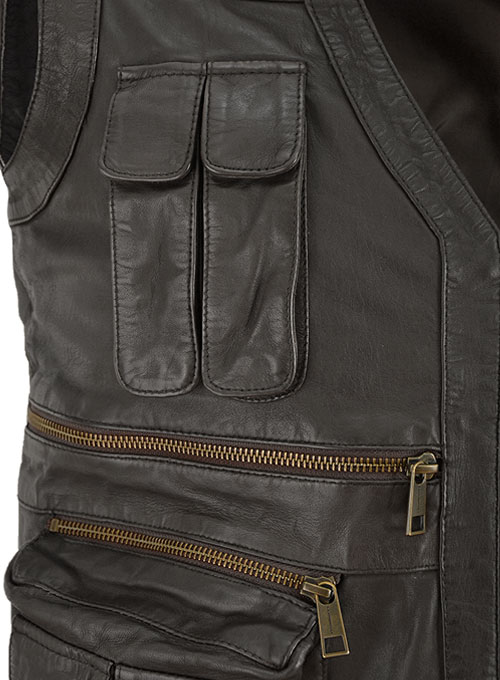 Soft Louis Brown Washed & Wax Chris Pratt Jurassic World Vest - Click Image to Close