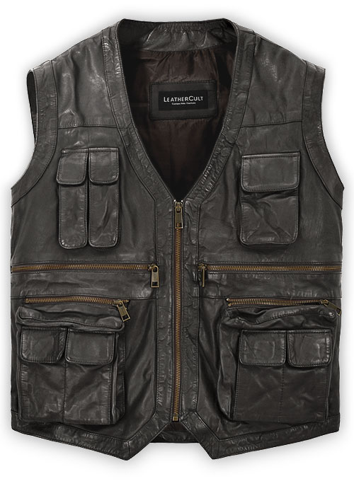 Soft Louis Brown Washed & Wax Chris Pratt Jurassic World Vest - Click Image to Close
