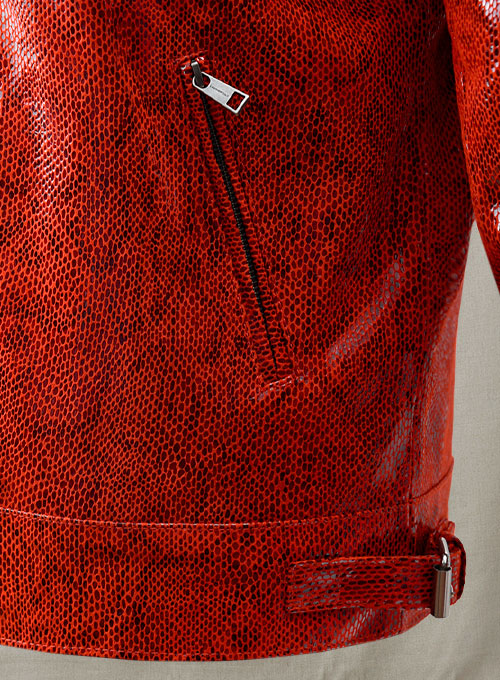Shiny Red Python Leather Jacket #889