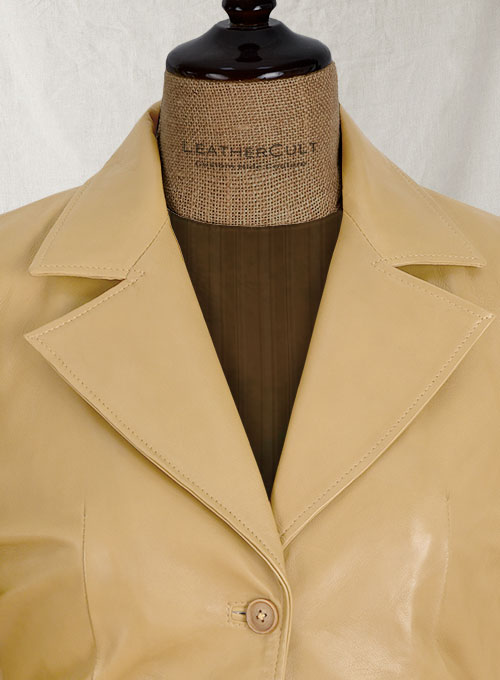 Soft Beige Jennifer Aniston Friends Season 5 Leather Blazer