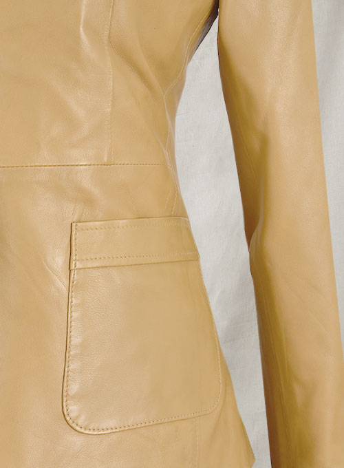 Soft Beige Jennifer Aniston Friends Season 5 Leather Blazer