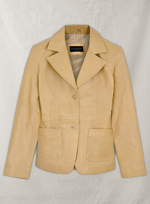Soft Beige Jennifer Aniston Friends Season 5 Leather Blazer