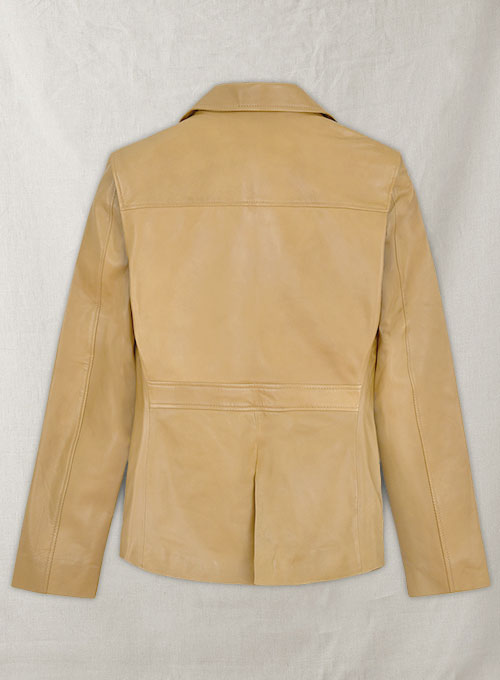 Soft Beige Jennifer Aniston Friends Season 5 Leather Blazer