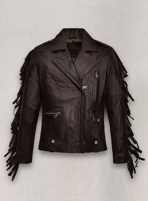 Soft Brown Washed & Wax Kendall Jenner Leather Jacket #3