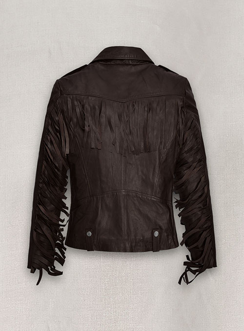 Soft Brown Washed & Wax Kendall Jenner Leather Jacket #3