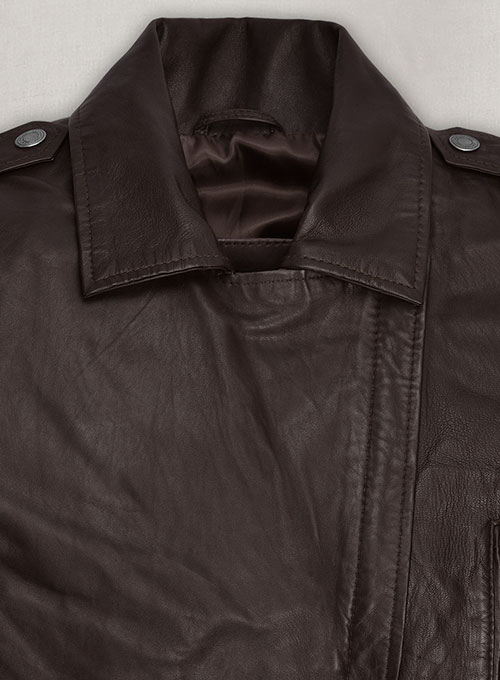 Soft Brown Washed & Wax Kendall Jenner Leather Jacket #3