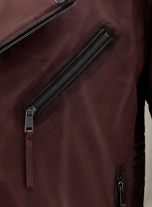 Charles Burnt Wine Leather Jacket