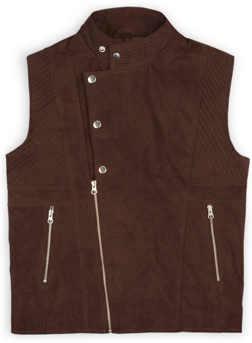 Soft Dark Brown Suede Leather Vest # 354 - Click Image to Close