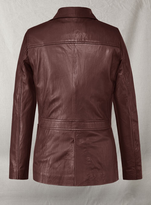 Soft Maroon Jennifer Aniston Friends Season 5 Leather Blazer