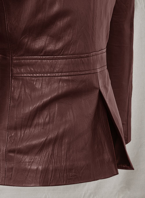 Soft Maroon Jennifer Aniston Friends Season 5 Leather Blazer