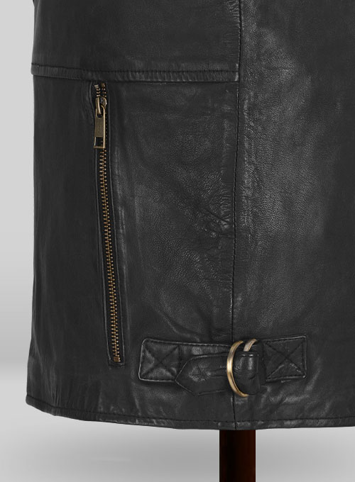Soft Rich Black Washed & Wax Leather Jacket #613